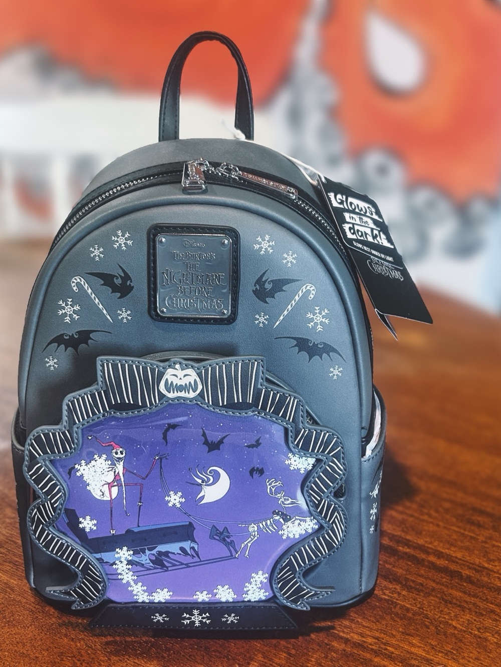 Disney The Nightmare Before Christmas Loungefly Backpack & Wallet Snowglobe NWT - Picture 2 of 11